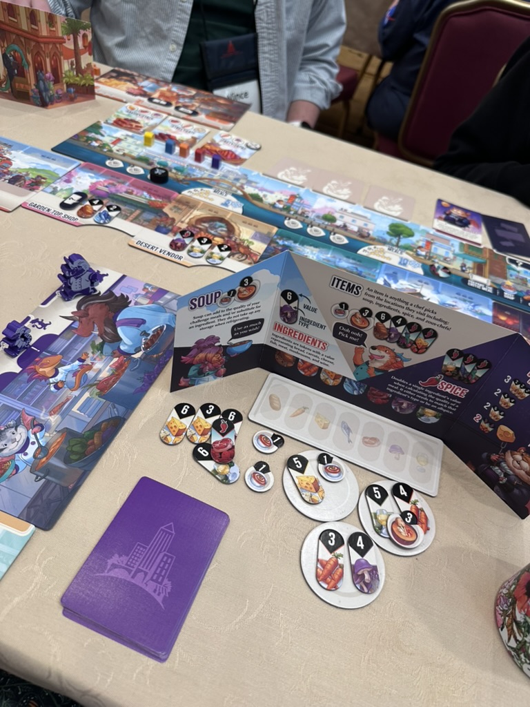 board game with food tokens
